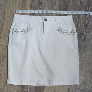 Earl Jeans White Studded Mini Skirt
